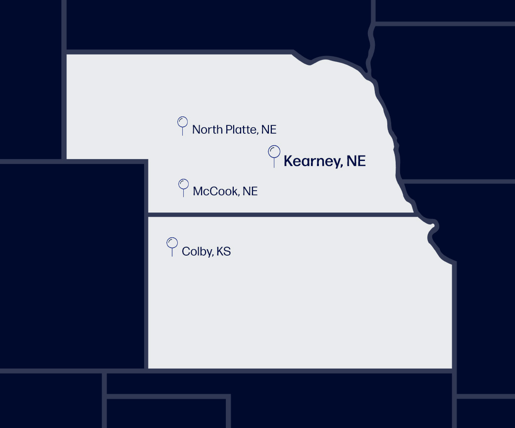 map of Miller & Associates locations in Nebraska and Kansas